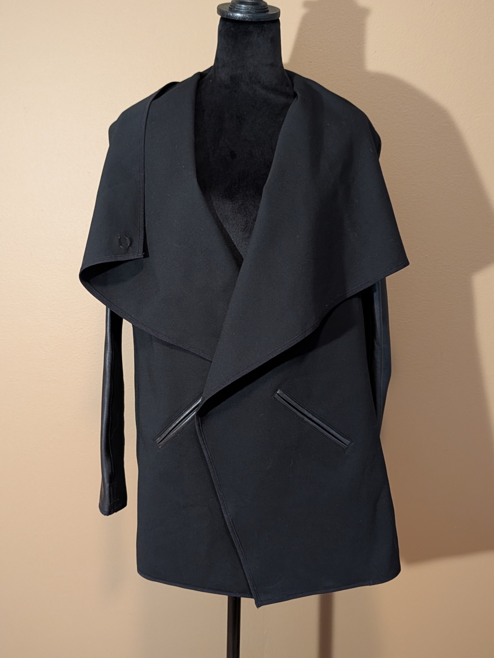 Brand New With Tags SPANX Black Draped Open-Front Jacket. Sz Small.